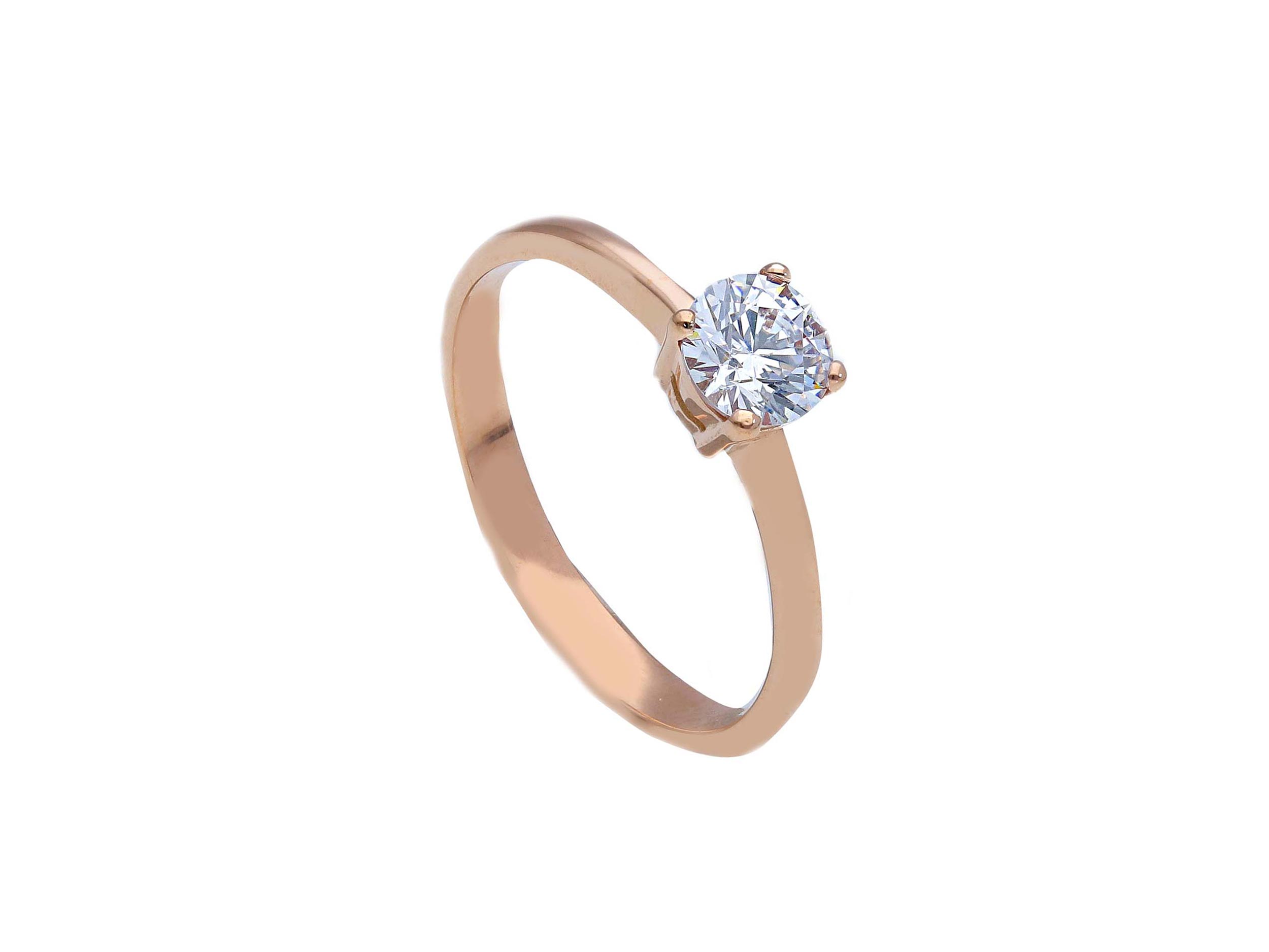 Single stone k9 rose gold ring with zirkon (S258101)